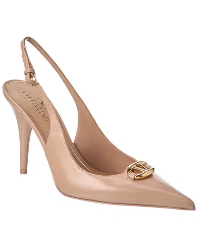 Valentino Garavani Valentino Vlogo The Bold Pointed Toe Slingback Pumps In Nude