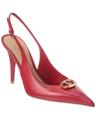 Valentino Garavani Valentino Vlogo Signature Pointed Toe Slingback Pumps In Red