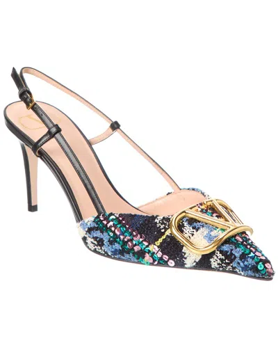Valentino Garavani Valentino Vlogo 90 Tweed & Leather Slingback Pump In Multi