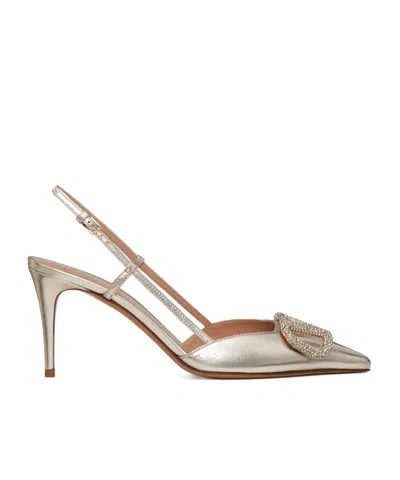 VALENTINO GARAVANI VLOGO GLOW LAMINATED NAPPA SLINGBACK PUMP 80 MM / 3.15 IN.