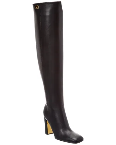 Valentino Garavani Valentino Vlogo 95 Leather Over-the-knee Boot In Animal Print