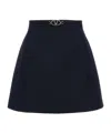 Valentino V Logo Belt Wool Mini Skirt In Black