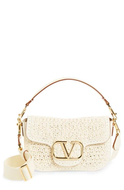 Valentino Garavani Vlogo Alltime Woven Leather Shoulder Bag In Neutral