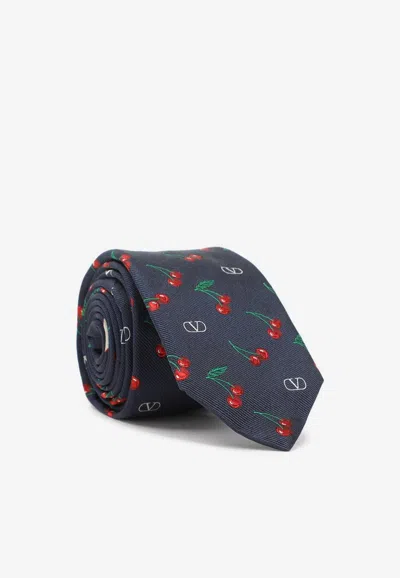 VALENTINO GARAVANI VLOGO AND CHERRY PATTERN TIE
