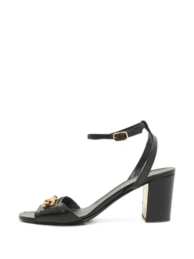Pre-owned Valentino Garavani Vlogo Ankle Strap Sandals In Black