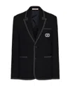 Valentino Jacket With Chest Pocket And Notched Lapels In Blue