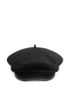 Valentino Embellished Leather-trimmed Wool Cap In Black