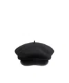 Valentino Embellished Leather-trimmed Wool Cap In Black