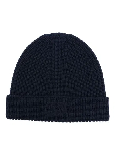 Valentino Garavani Valentino Vlogo Knitted Beanie In Black