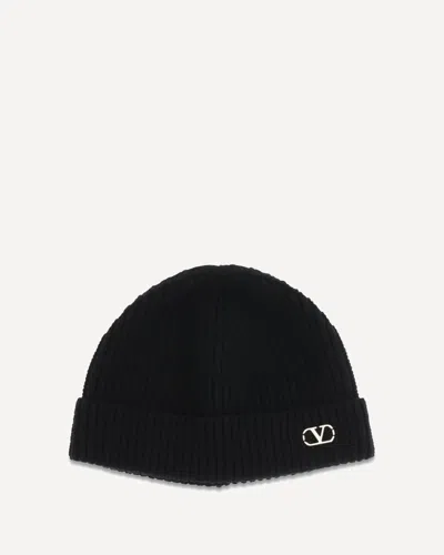 Valentino Garavani Vlogo Beanie In Cashmere In Black