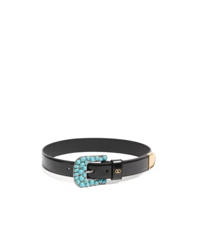 VALENTINO GARAVANI VLOGO SIGNATURE BRUSHED CALFSKIN BELT 30 MM