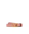 Valentino Pink Leather Vlogo Belt In Pink