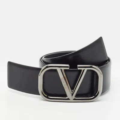 Pre-owned Valentino Garavani Vlogo Belt 90cm Black Leather
