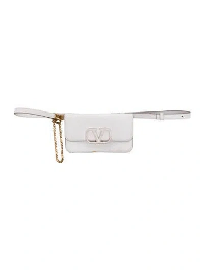Pre-owned Valentino Garavani Vlogo Belt Bag In White