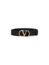 Valentino Adjustable Length Gold-tone Buckle Belts In Black