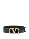 Valentino Black Signature Logo Buckle Belt In Black