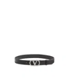 Valentino Garavani Vlogo Signature Belt In Shiny Calfskin With Crystals 30 Mm Woman Black 090 In Black