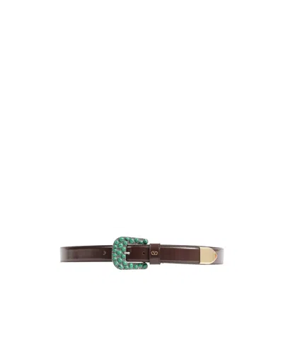 Valentino Garavani Vlogo Belt In Green