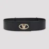 Valentino Logo Buckle Leather Belt With Wide Loop In No Nero