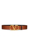 Valentino Leather Reversible Vlogo Belt In Selleria-nero