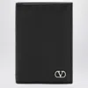 Valentino Garavani  Garavani Vlogo Signature Grainy Calfskin Bi-fold Wallet In Black