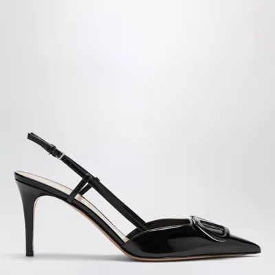 Valentino Garavani Valentino Vlogo Black Patent Leather Slingback Pumps