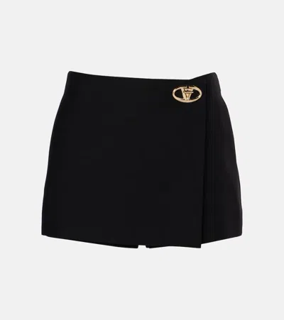 Valentino Vlogo Bold Crepe Couture Skort In Black