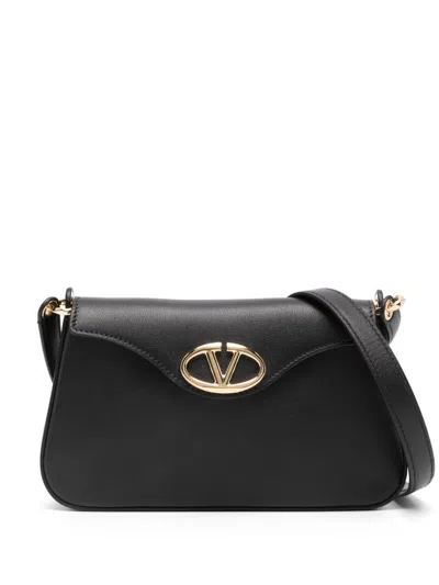 Valentino Garavani The Bold Vlogo Calfskin Leather Crossbody Bag In Black