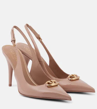 Valentino Garavani Vlogo Bold Patent Leather Slingback Pumps In Pink