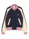 Valentino Sporty Bomber Jacket With Embroidered Details In Blue