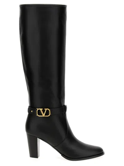 Valentino Garavani Valentino Vlogo Signature 75 Leather Knee-high Boot In Black