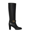 Valentino Vlogo Signature 75 Leather Knee-high Boot In Black