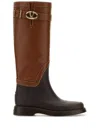 Valentino Two-tone Leather And Rubber Vlogo Bold Boots In Brown