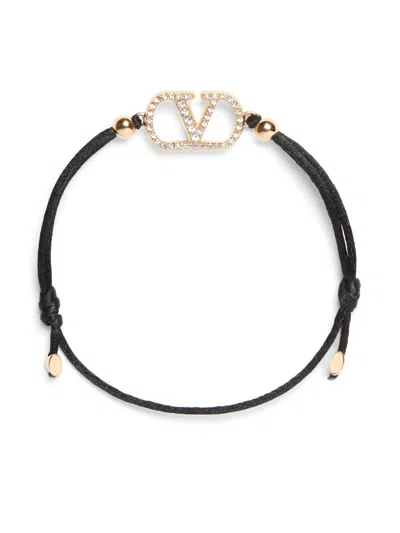 Valentino Garavani Embellished Vlogo Signature Bracelet In Black