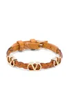 Valentino Vlogo Leather Bracelet In Brown