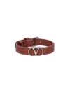 Valentino Vlogo Leather Bracelet In Brown