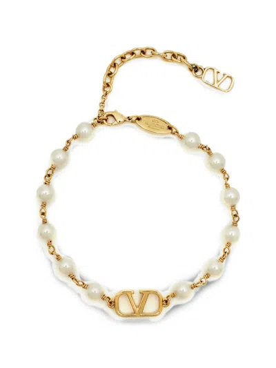 Pre-owned Valentino Garavani Vlogo Bracelet In Gold