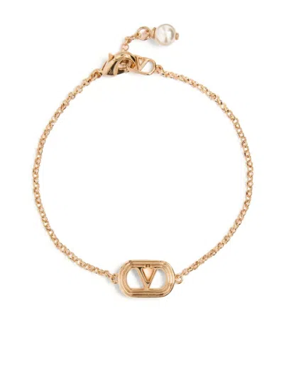 Valentino Garavani Chain Link Bracelet Featuring Crystal Embellishments In Gold