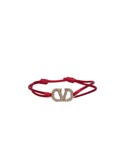 Valentino Garavani Valentino Vlogo Signature Embellished Bracelet In Red