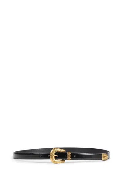 Valentino Garavani Vlogo Brushed Calfskin Belt 20 Mm In Black