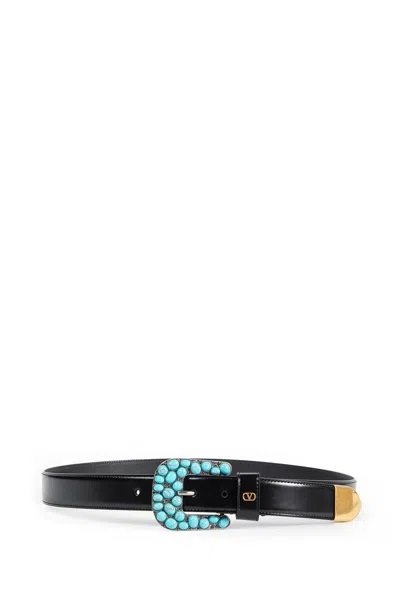 Valentino Garavani Vlogo Brushed Calfskin Belt 30 Mm In Black