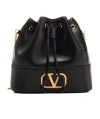 Valentino Chain-link Shoulder Strap Bucket Bag With Gold-tone Hardware In Black
