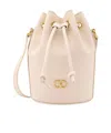 Valentino Vlogo Plaque Drawstring Bucket Bag In Nude