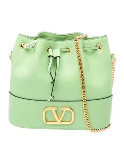 Pre-owned Valentino Garavani Vlogo Bucket Bag W/ Tags In Green