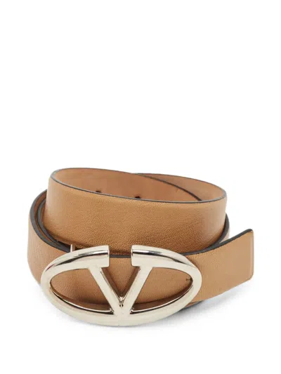Pre-owned Valentino Garavani Vlogo Buckle Belt In Neutral