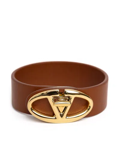 Valentino Garavani Vlogo-buckle Bracelet In Brown