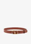 Valentino Womens Vlogo Signature Leather Belt Deep Caramel In Brown