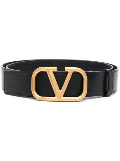 Valentino Garavani Vlogo Buckled Belt In Black