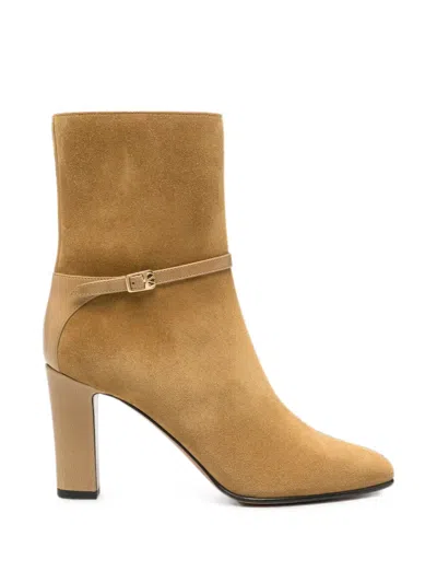 Valentino Garavani Vlogo Buckle-strap Boots In Brown