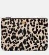 Valentino Vlogo Signature Medium Leopard-print Calf-hair Clutch In Multi
